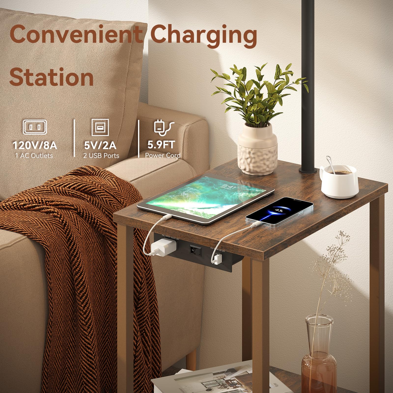 SUNMORY lamp head swivels 180 degrees for precise lighting