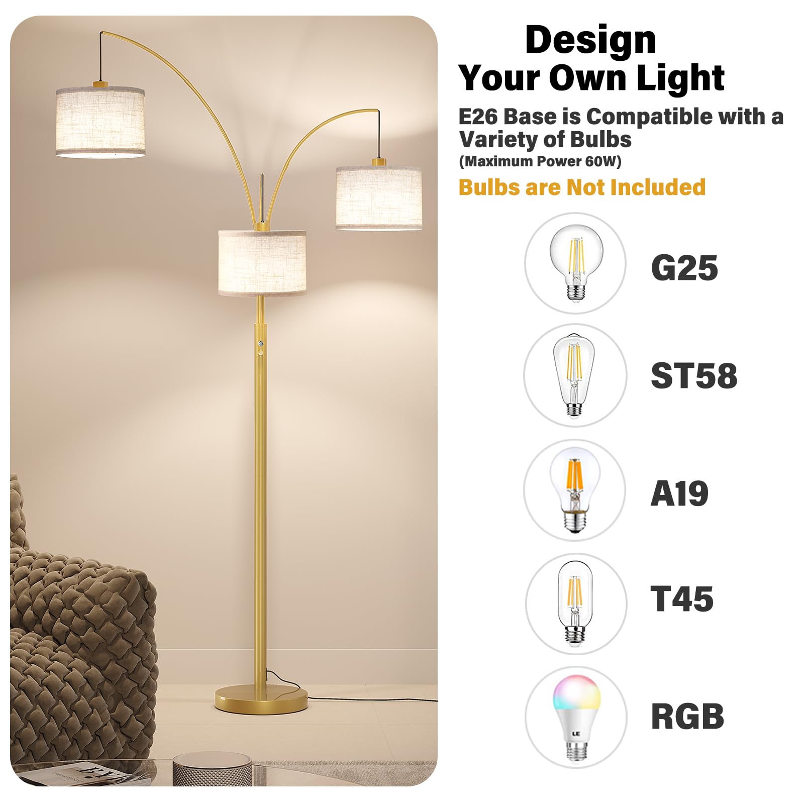 SUNMORY linen drum shades create soft ambiance ideal for reading.