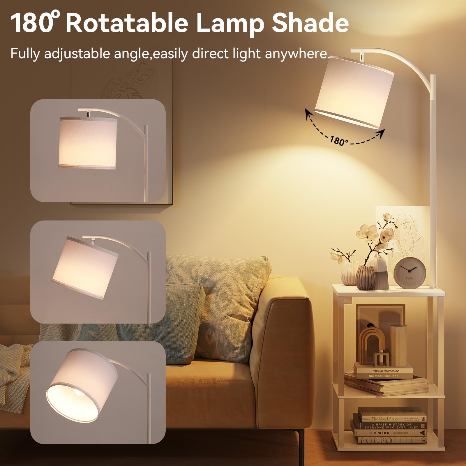 SUNMORY linen lampshade softens light.