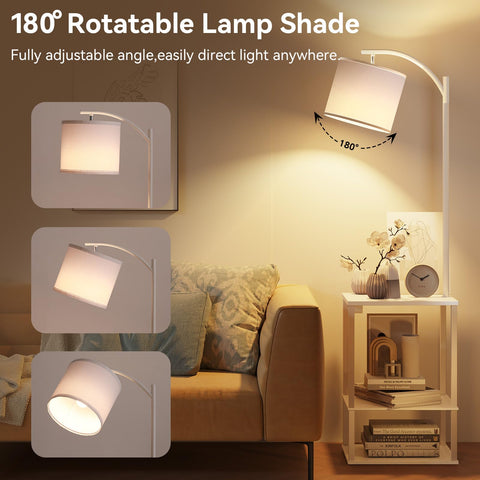 SUNMORY linen lampshade softens light.