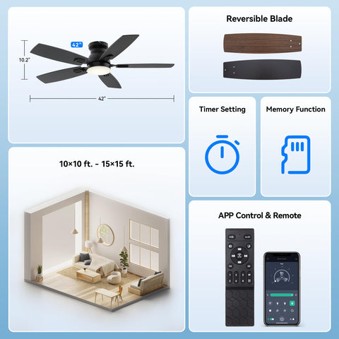 SUNMORY quiet ceiling fan operating at low decibels for peaceful spaces