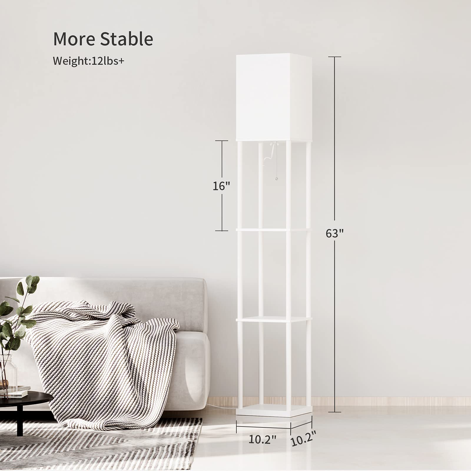 SUNMORY shelf floor lamp corner stand saves space and provides lighting