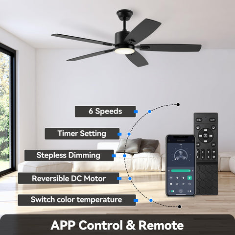 SUNMORY smart fan with remote control for easy adjustments.