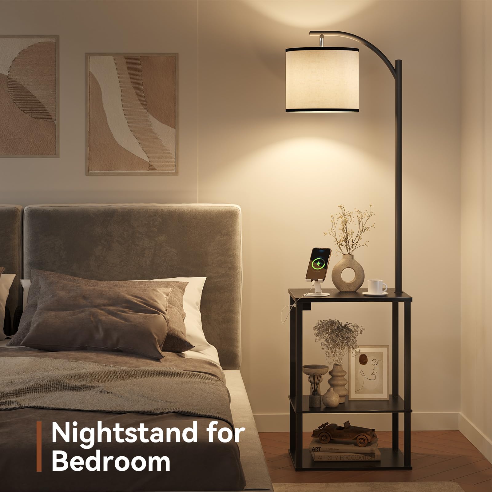 SUNMORY space-saving side table fits beside bed or sofa.