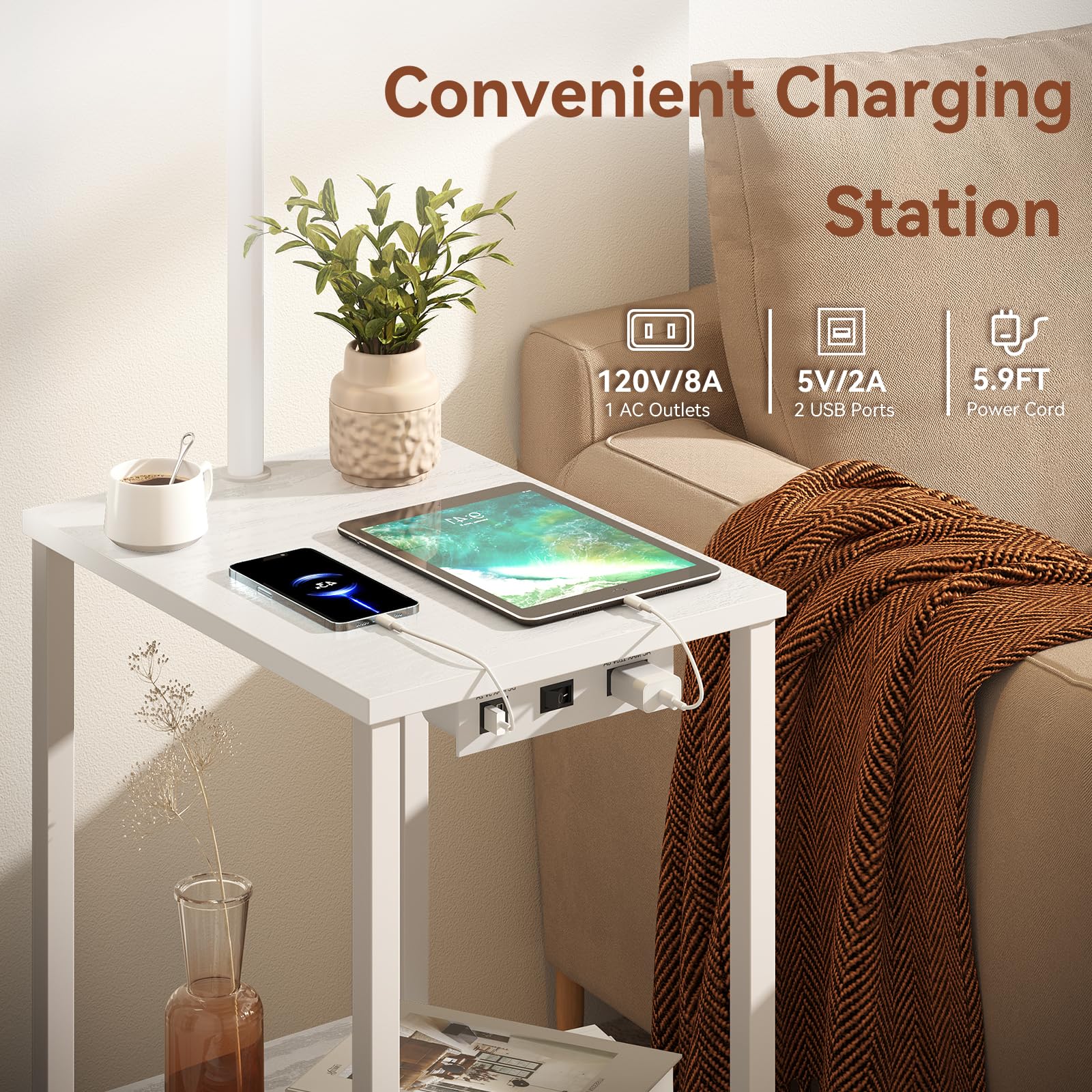 SUNMORY adjustable lamp head directs light precisely for reading.