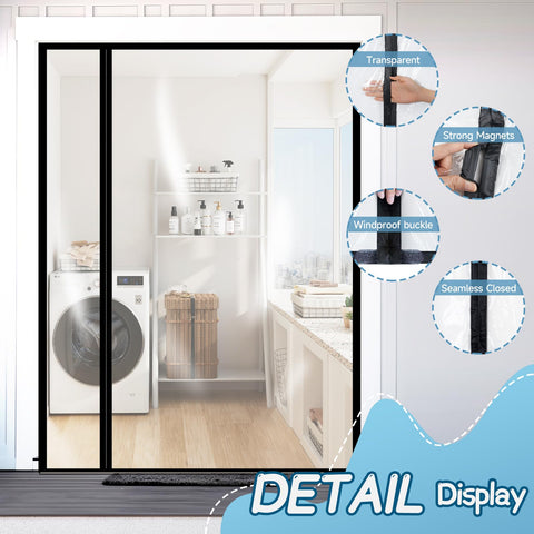 Sunmoxia magnetic closure door screen ensures hands-free access