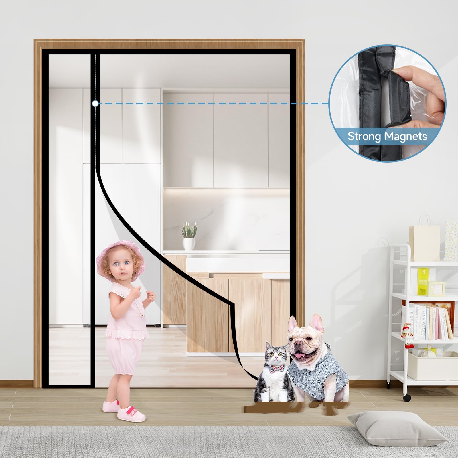 Sunmoxia pet-friendly door screen lets pets pass
