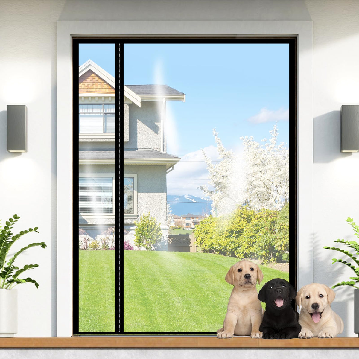 Sunmoxia transparent insulated door curtain showing energy-saving warmth retention for your home