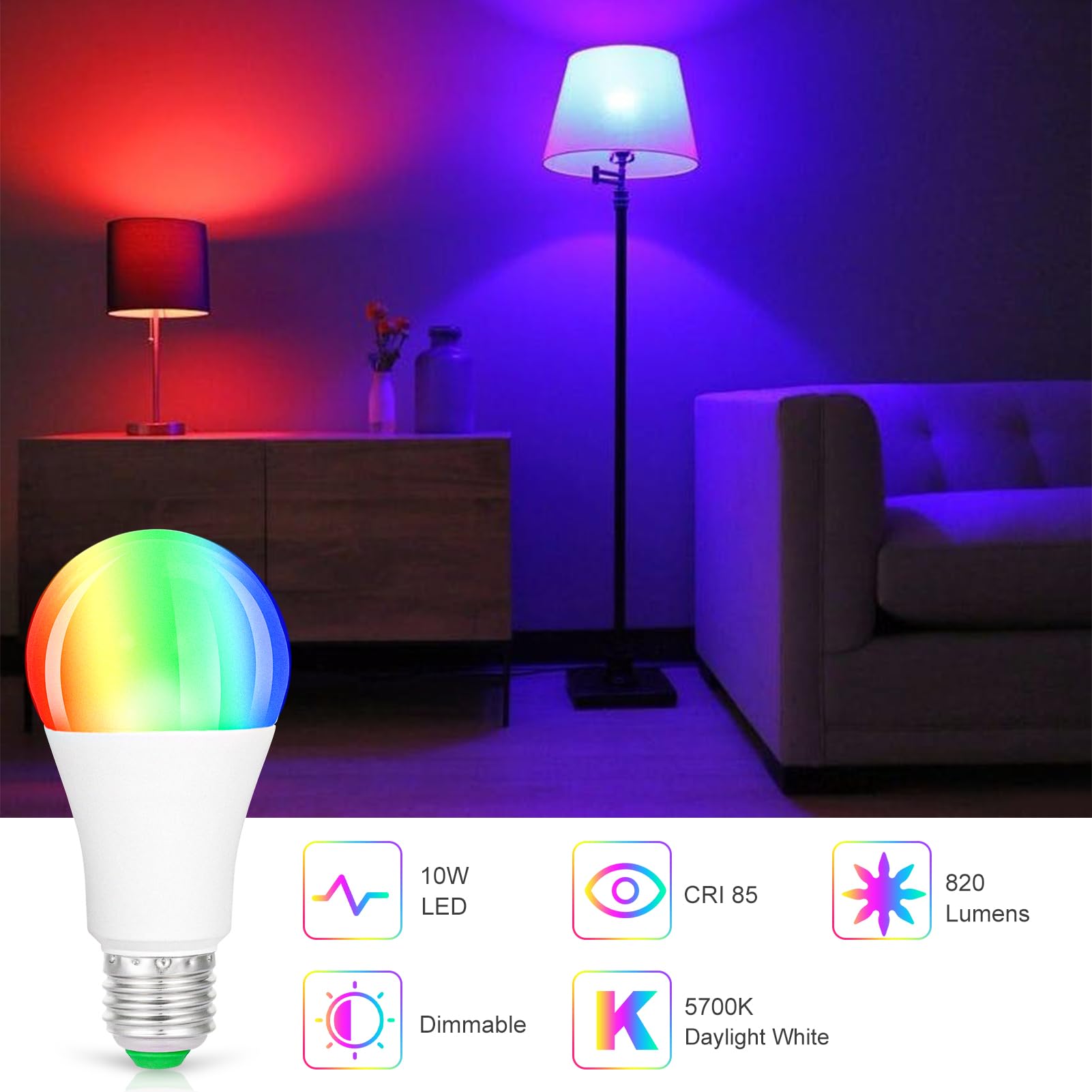 SUNNEST LED bulbs memory function remembers last color and brightness.