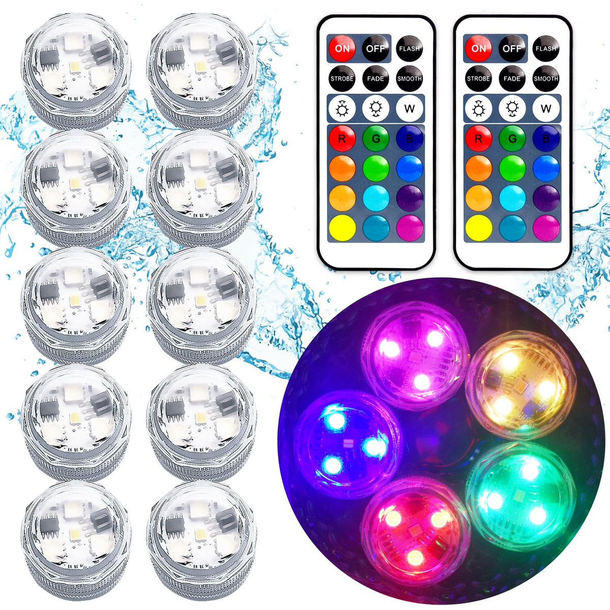 Sunnyes mini submersible LED lights with remote for versatile vase decor