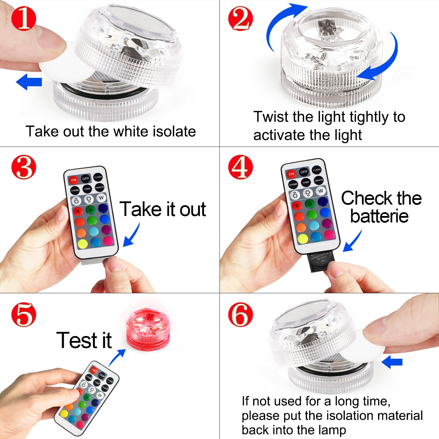 Sunnyes waterproof IP68 tea light ideal for underwater fountain decorations