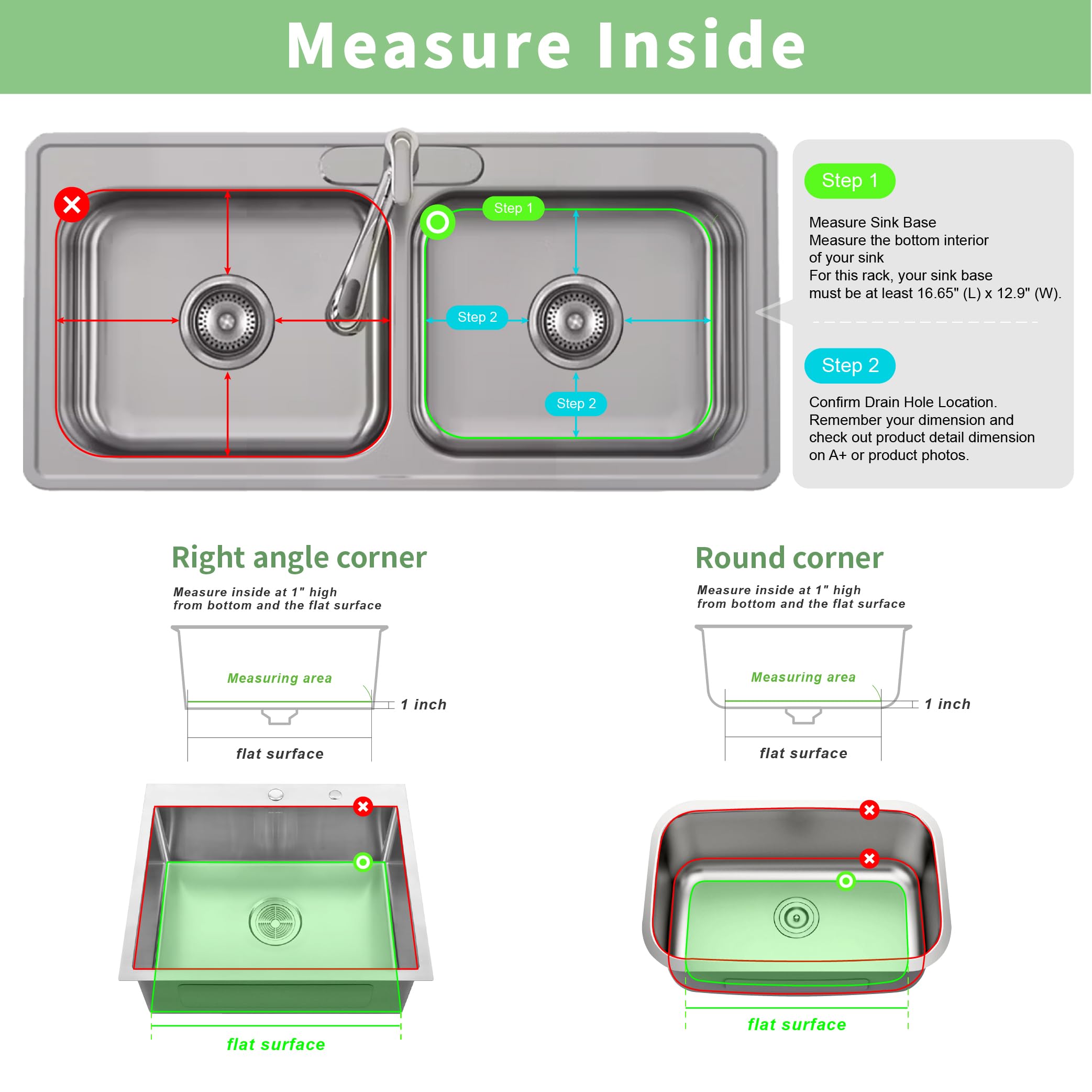 SunnyPoint durable 304 steel with anti-slip feet guards sink surfaces