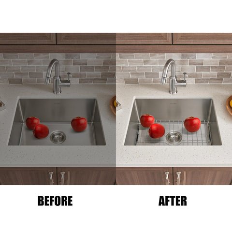 SunnyPoint universal-fit rack works with most sink styles including farmhouse