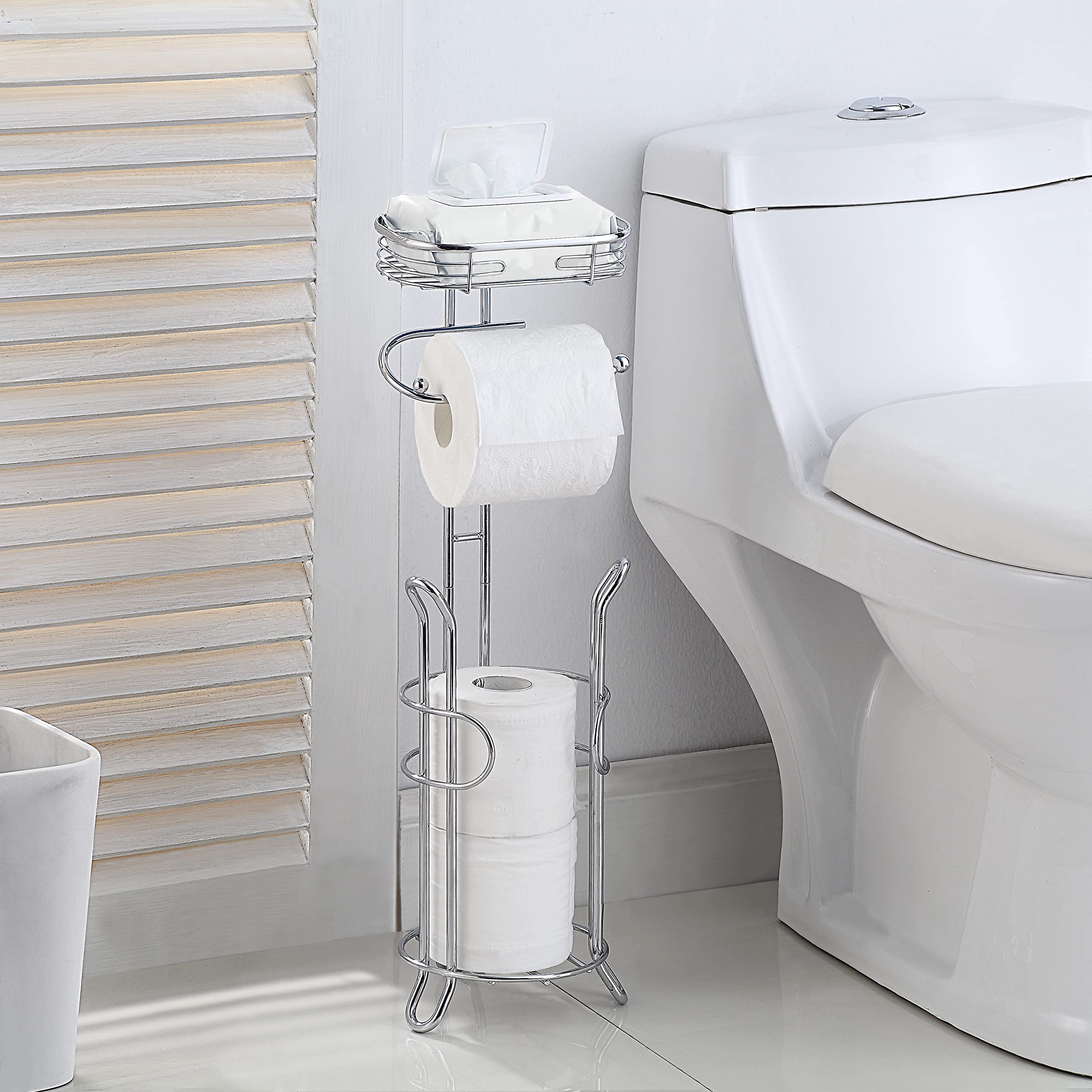SunnyPoint free-standing chrome tissue holder fits any bathroom for flexible placement