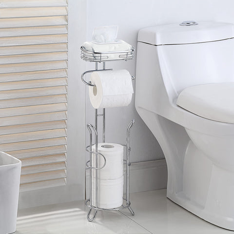 SunnyPoint free-standing chrome tissue holder fits any bathroom for flexible placement