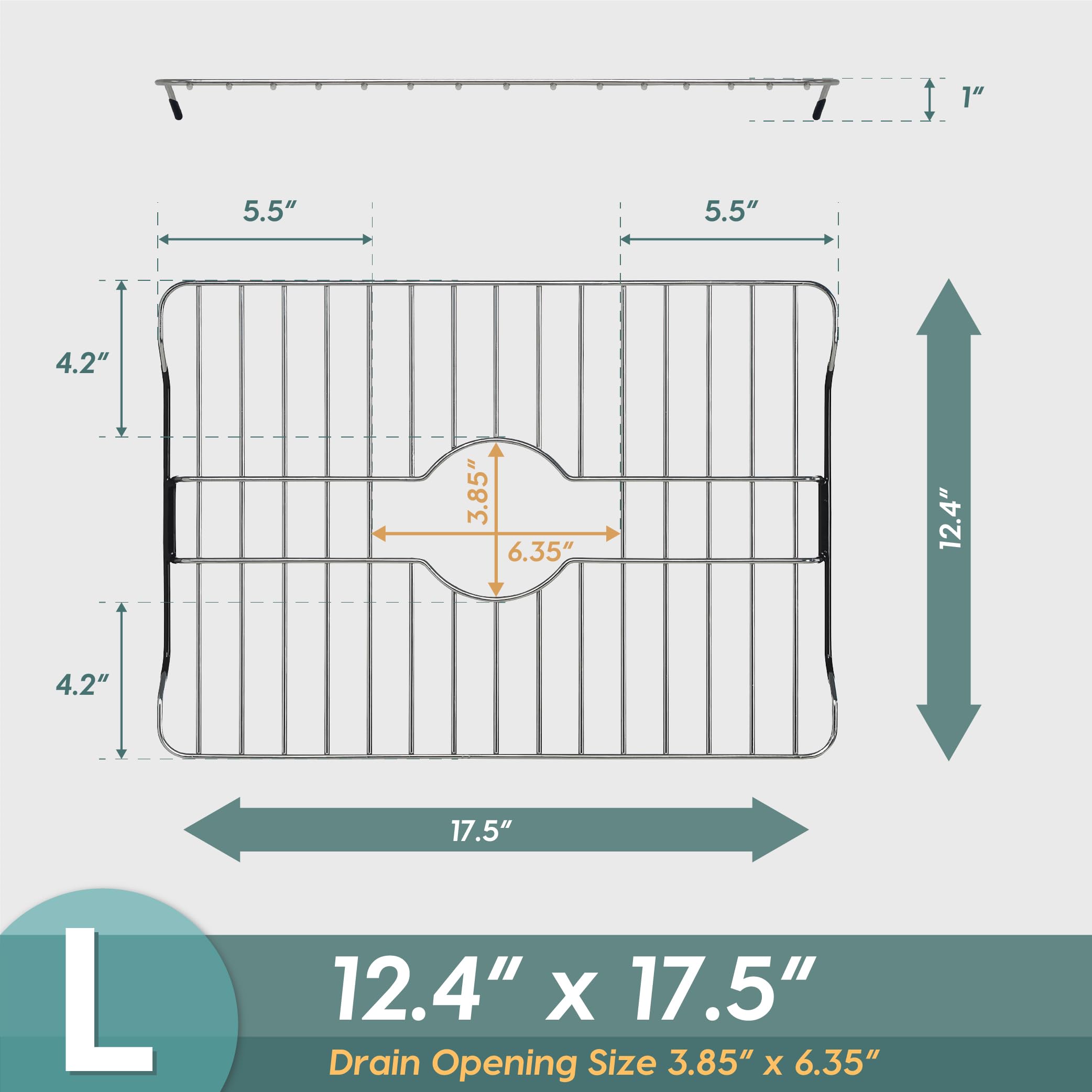SunnyPoint sink protector rack with durable grid protects surfaces while drying.