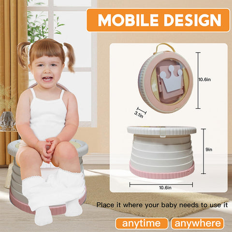 SunnySmile bottom-storage potty keeps garbage bags organized during outings.