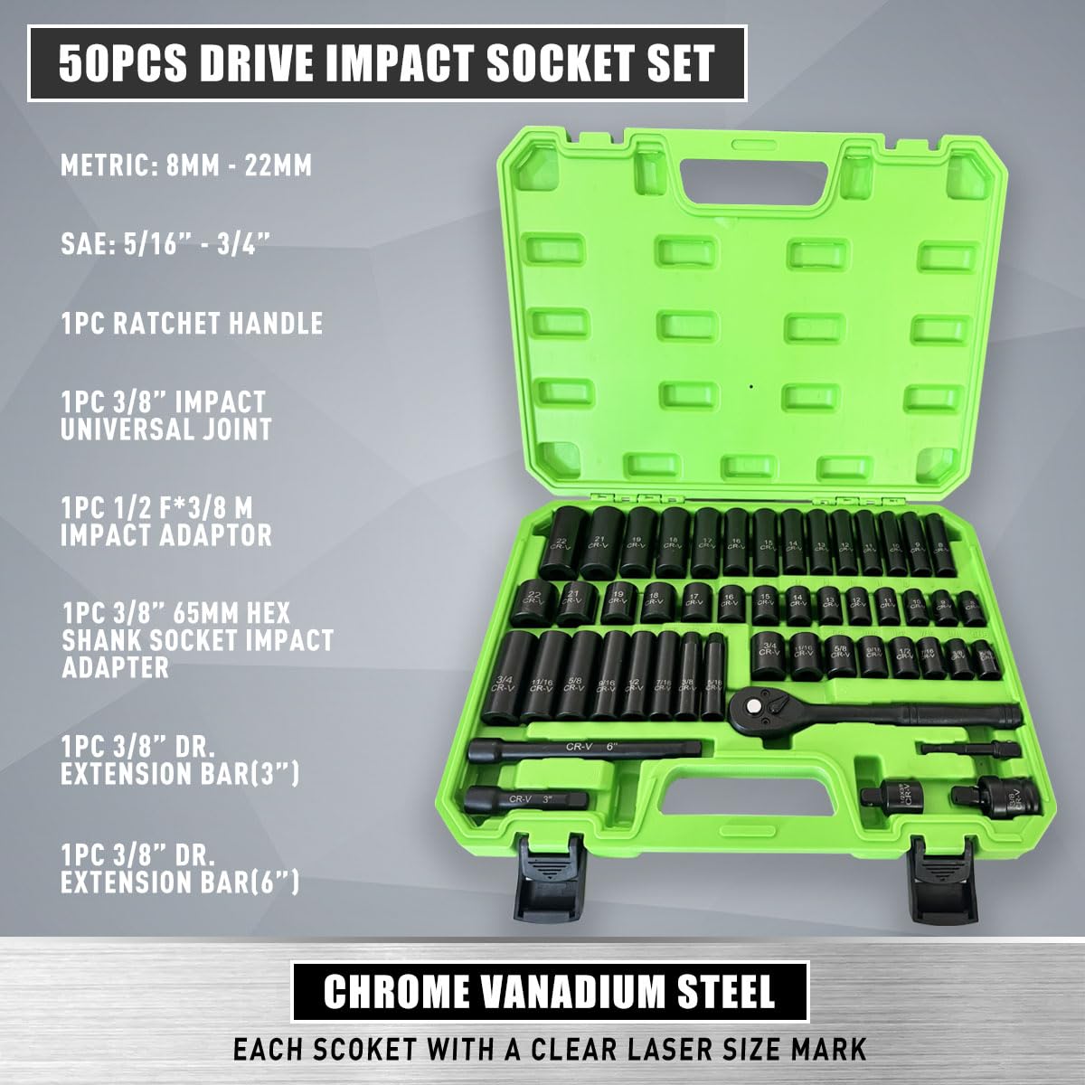 Sunplux deep and shallow sockets offer versatile reach.