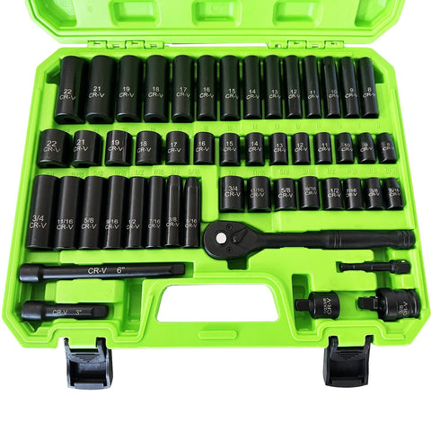 Sunplux 3/8 drive socket set case organized for quick access.