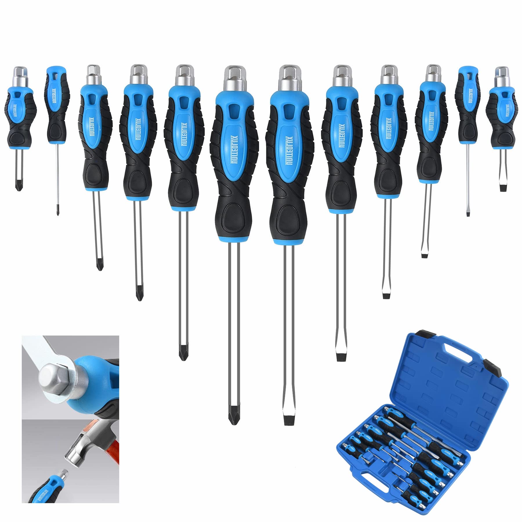 Sunplux screwdriver set with real one-piece pole for durability and torque