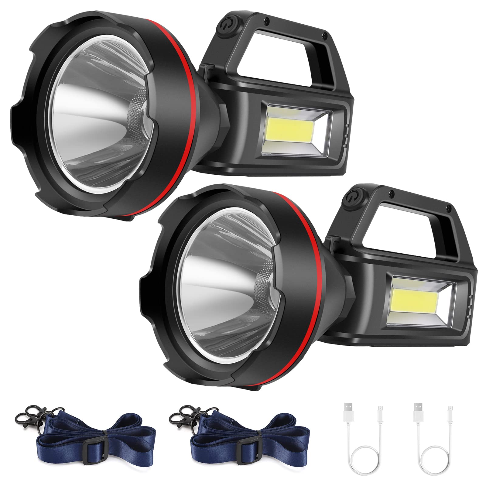 SUNPRO rechargeable spotlight showing battery charging status for quick prep
