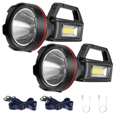 SUNPRO rechargeable spotlight showing battery charging status for quick prep