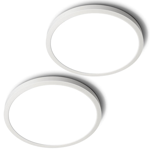SunRider LED flush-mount light, 12-inch round, energy-efficient illumination for hallways.