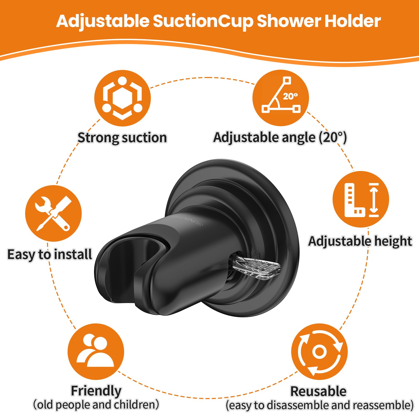 Sunschois adjustable height feature supports comfortable showers for all users