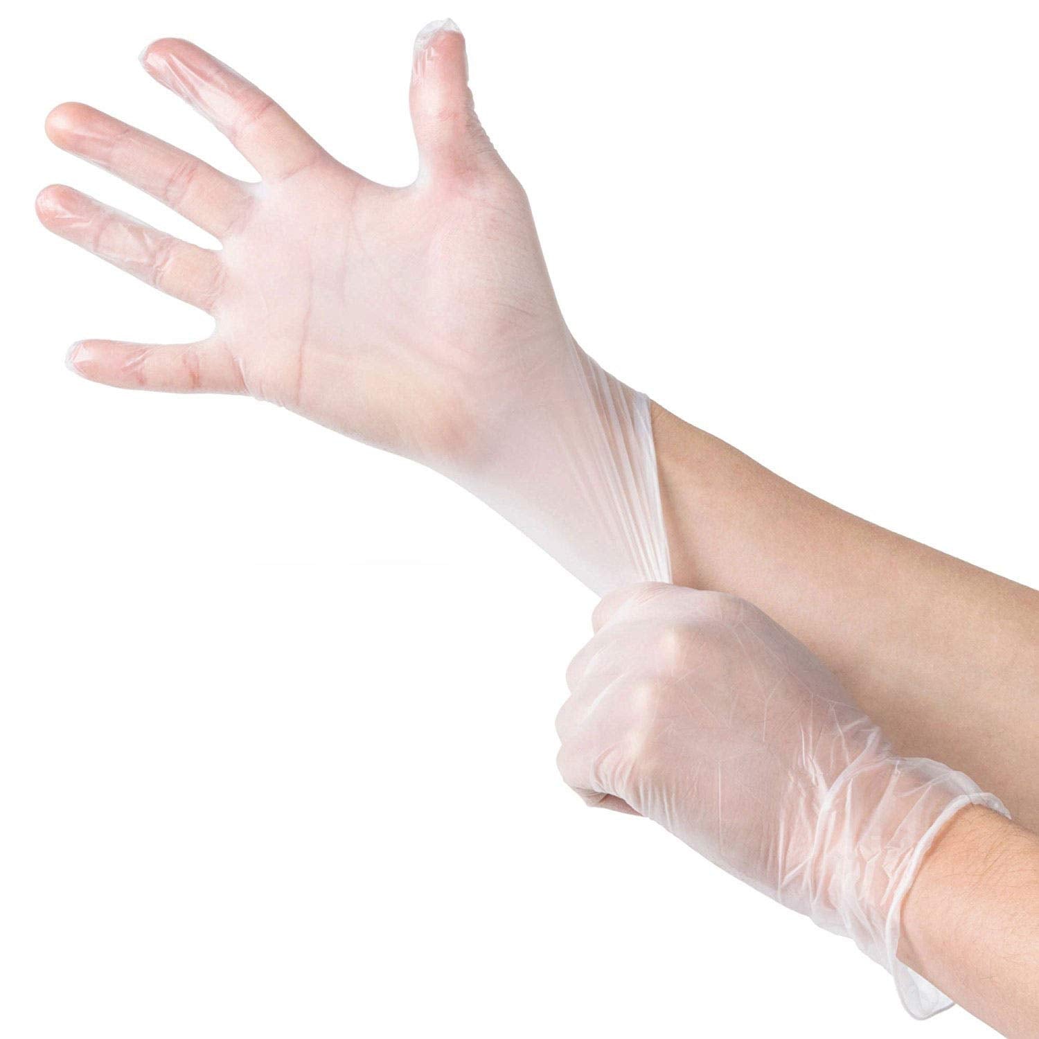Sunset Brands ambidextrous vinyl gloves highlight versatile left-right use.