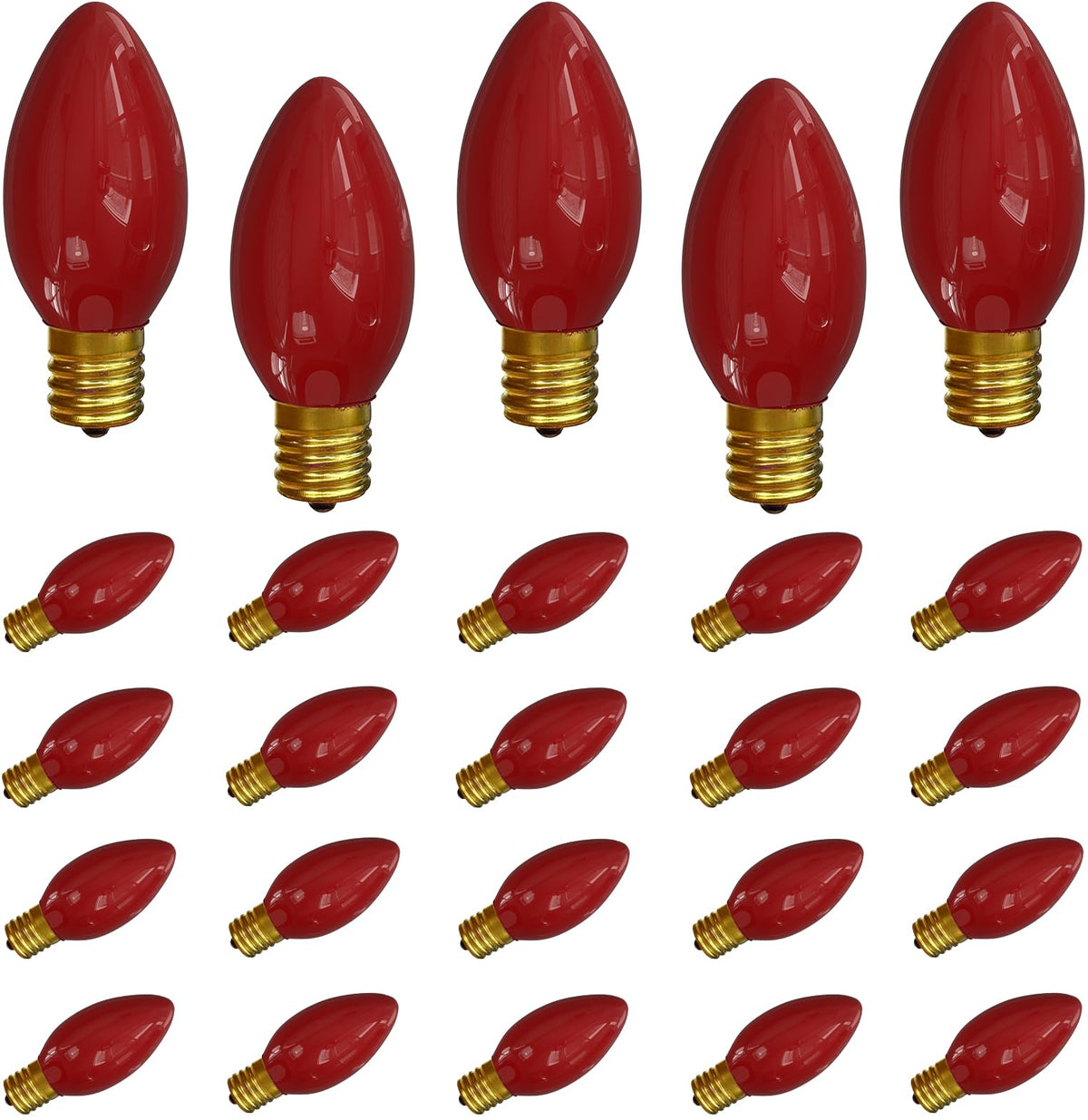 SUNSGNE C9 red bulbs pack-25 for festive outdoor lighting