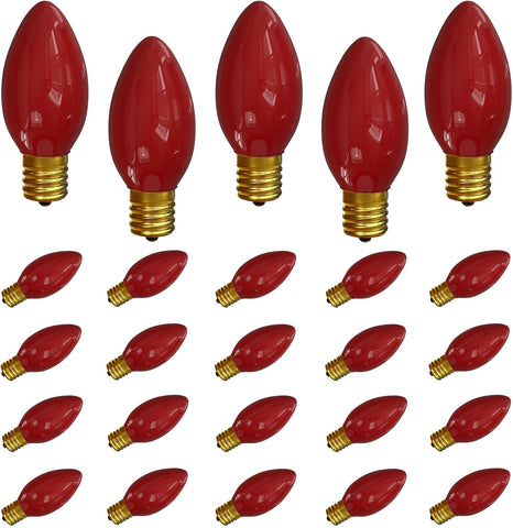 SUNSGNE C9 red bulbs pack-25 for festive outdoor lighting