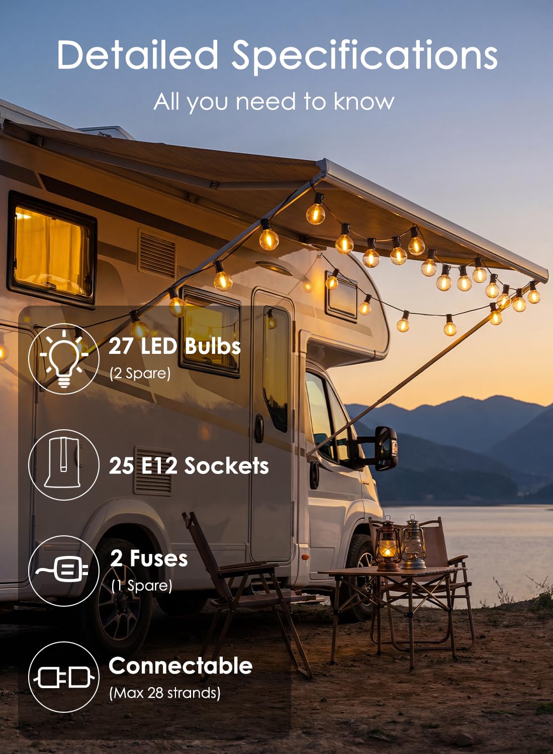 SUNSGNE G40 globe lights on balcony provide cozy nighttime illumination