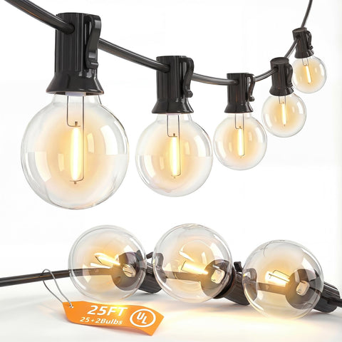 SUNSGNE G40 globe lights on patio create warm outdoor ambiance