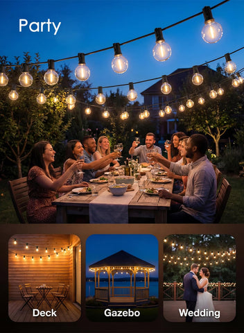 SUNSGNE G40 globe lights on pergola setup for outdoor charm