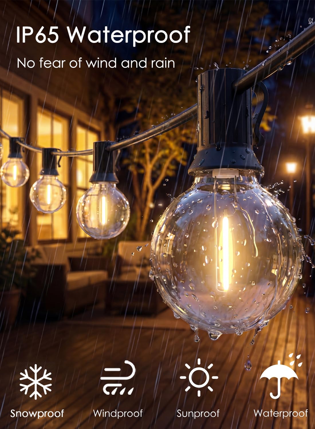 SUNSGNE G40 globe lights on porch deck add evening warmth