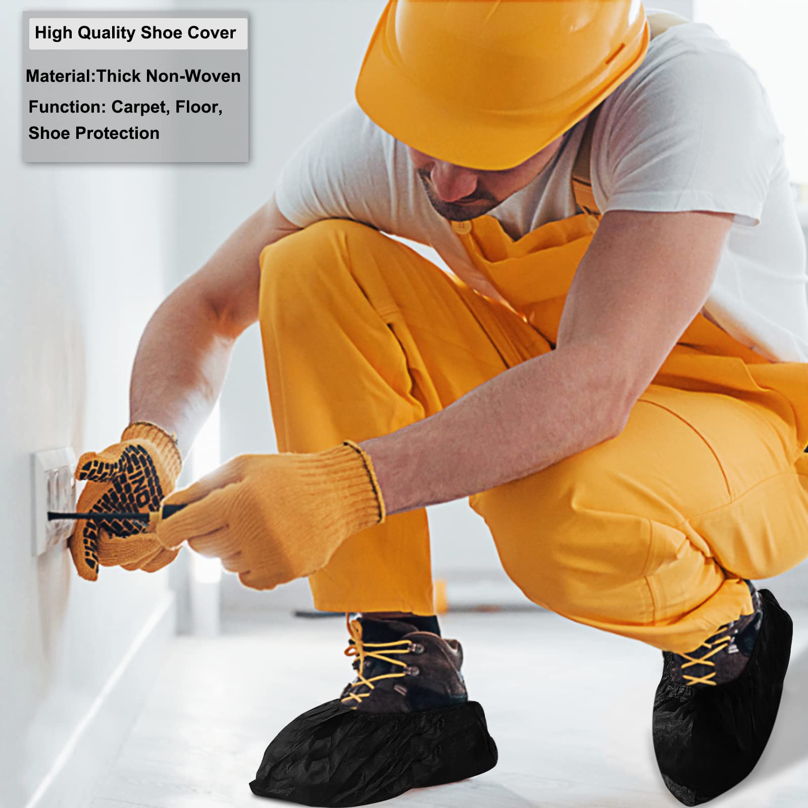 Home use scenario with Sunshine Post shoe covers protecting entryways