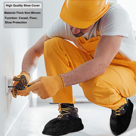 Home use scenario with Sunshine Post shoe covers protecting entryways