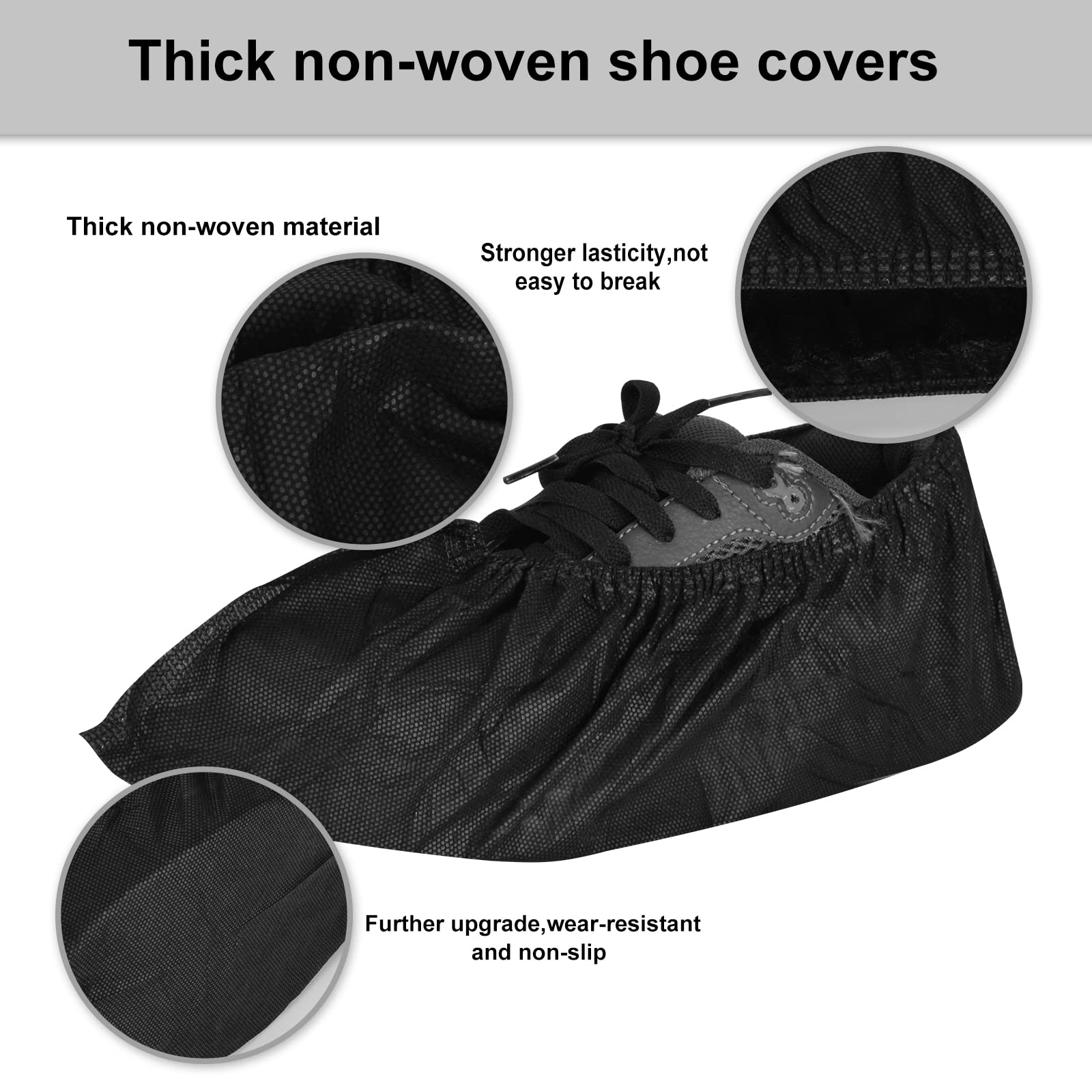 Sunshine Post thicker nonwoven shoe covers shown for durable protection