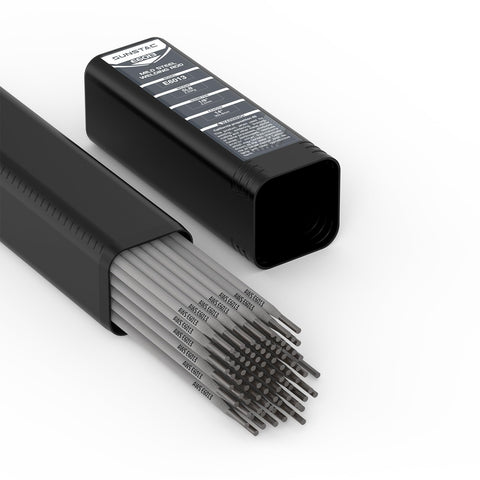 Sunstac E6013 coating close-up shows stable arc for clean welds.