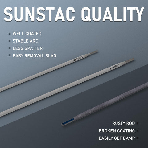 Sunstac E6013 electrode shows stable arc and easy re-ignition