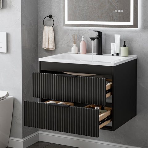 SUNTAGE easy-clean floating vanity surface designed for quick maintenance