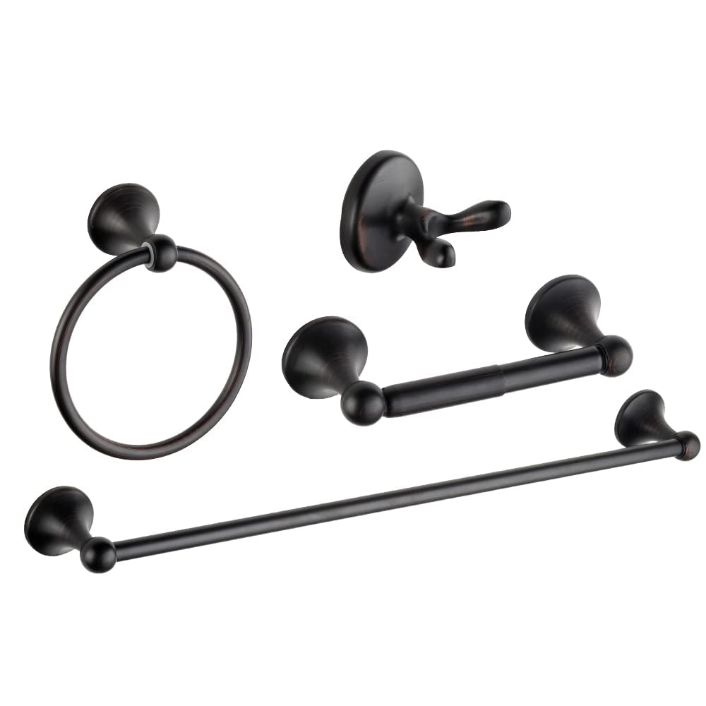 suntai 4-piece bathroom set with bronze adjustable towel bar for tidy towels