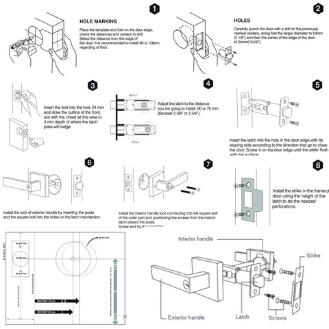 SUNTAI adjustable latch lever fits standard doors with square plate