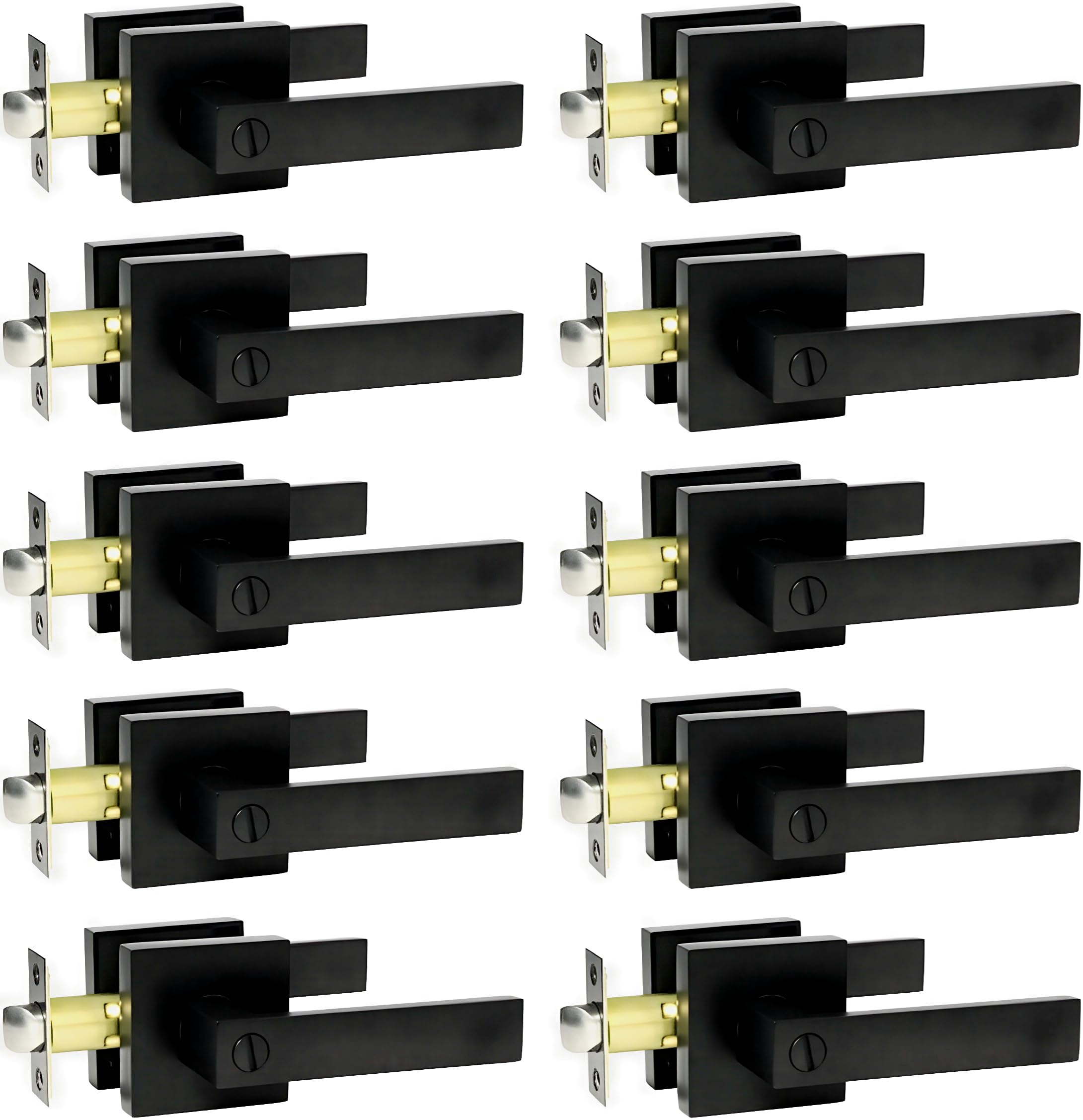 SUNTAI matte black bedroom privacy lever with square plate, ideal for multiple room updates