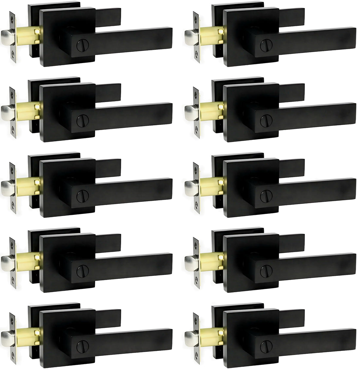 SUNTAI matte black bedroom privacy lever with square plate, ideal for multiple room updates