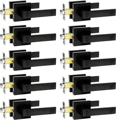 SUNTAI matte black bedroom privacy lever with square plate, ideal for multiple room updates