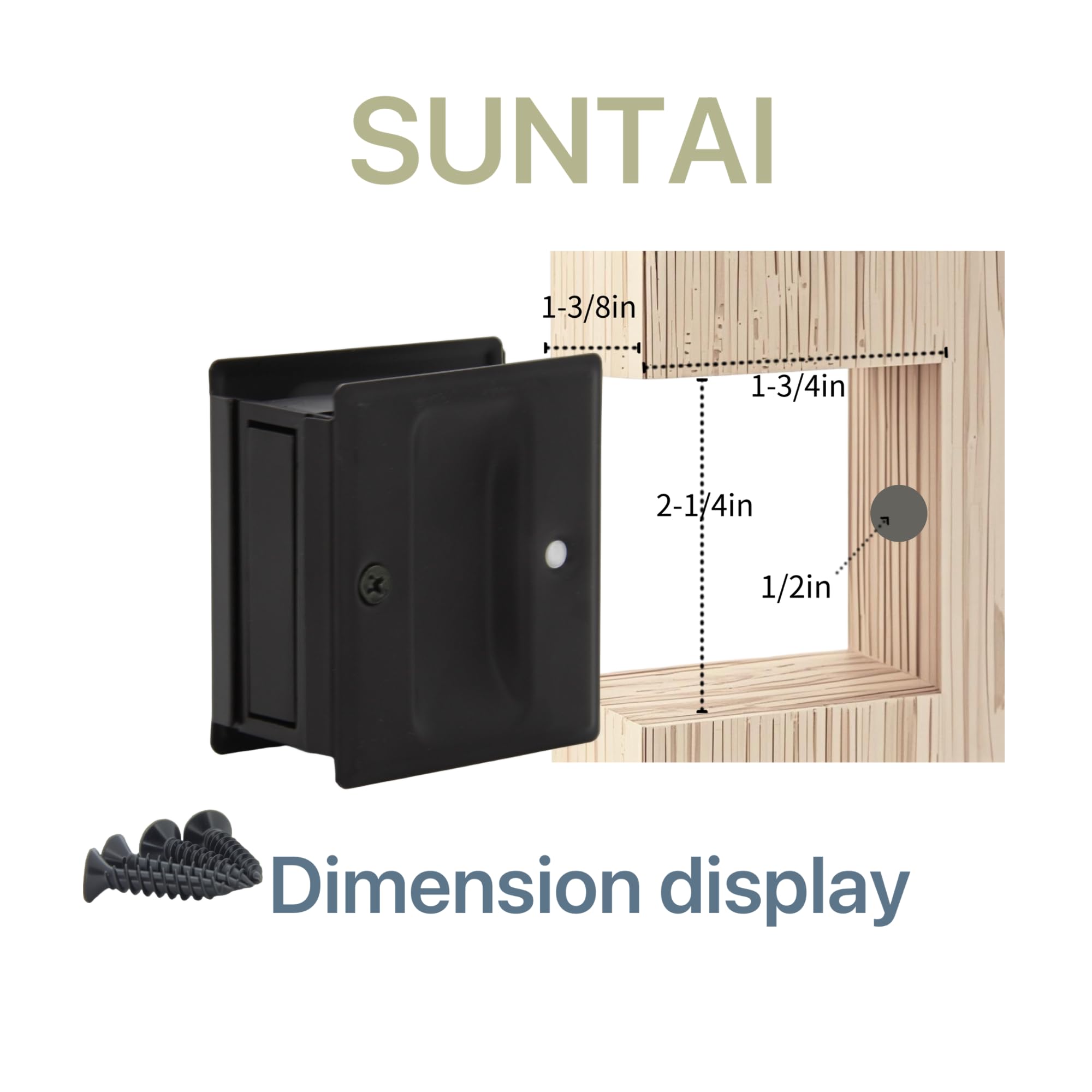 SUNTAI pocket door handle pull reversible for left or right-handed doors with sleek finish