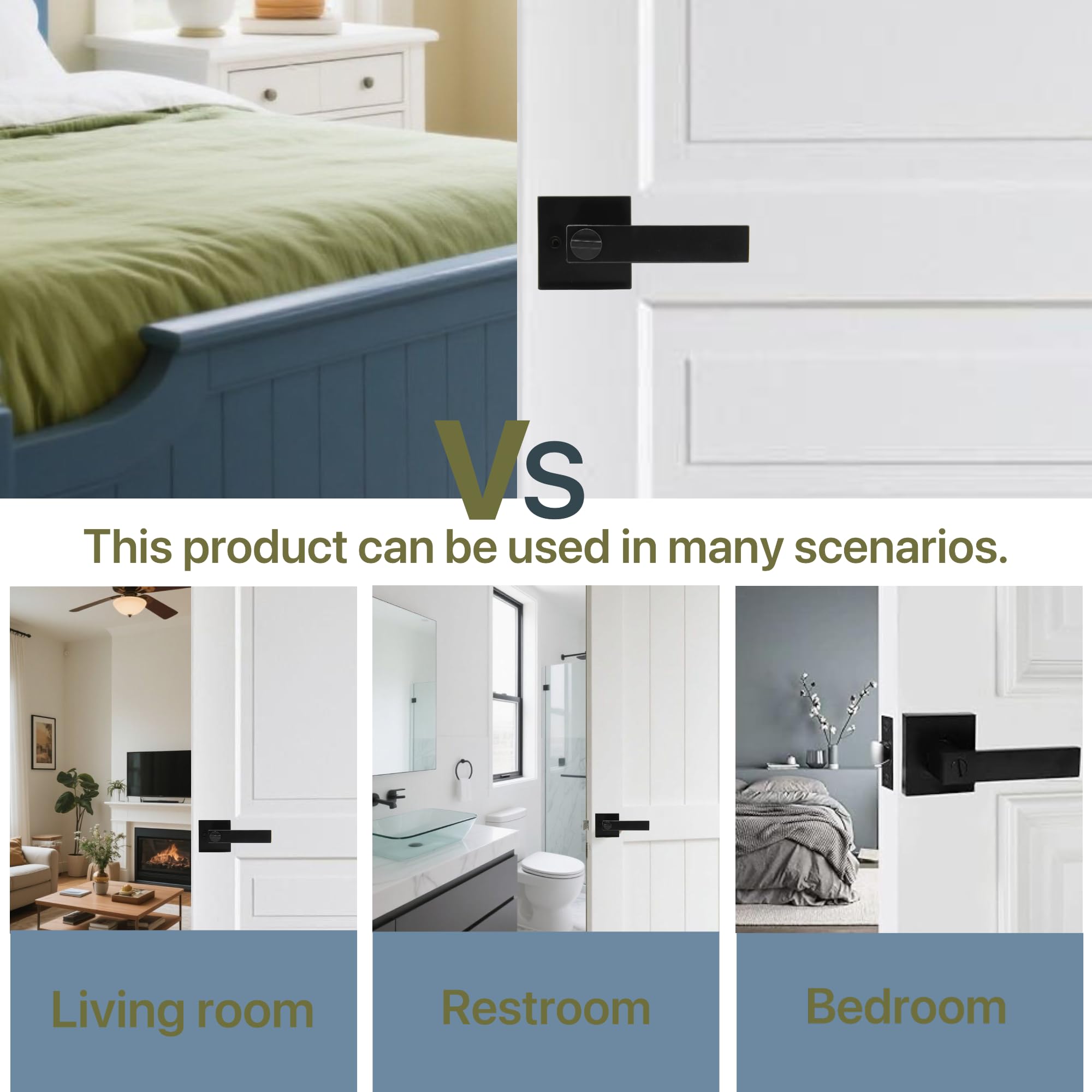 SUNTAI privacy lever with thumb turn, matte black for bathrooms and bedrooms