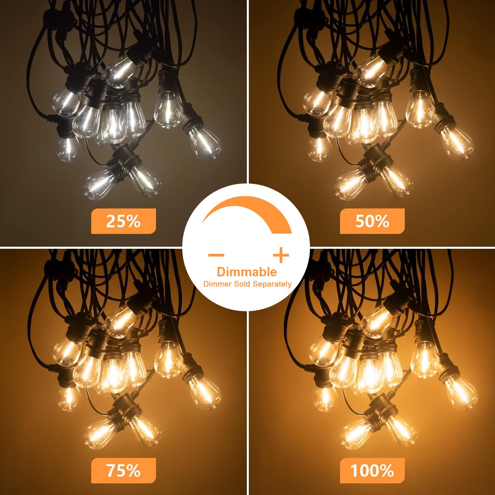 SUNTHIN dimmable outdoor lights with remote dimming options.