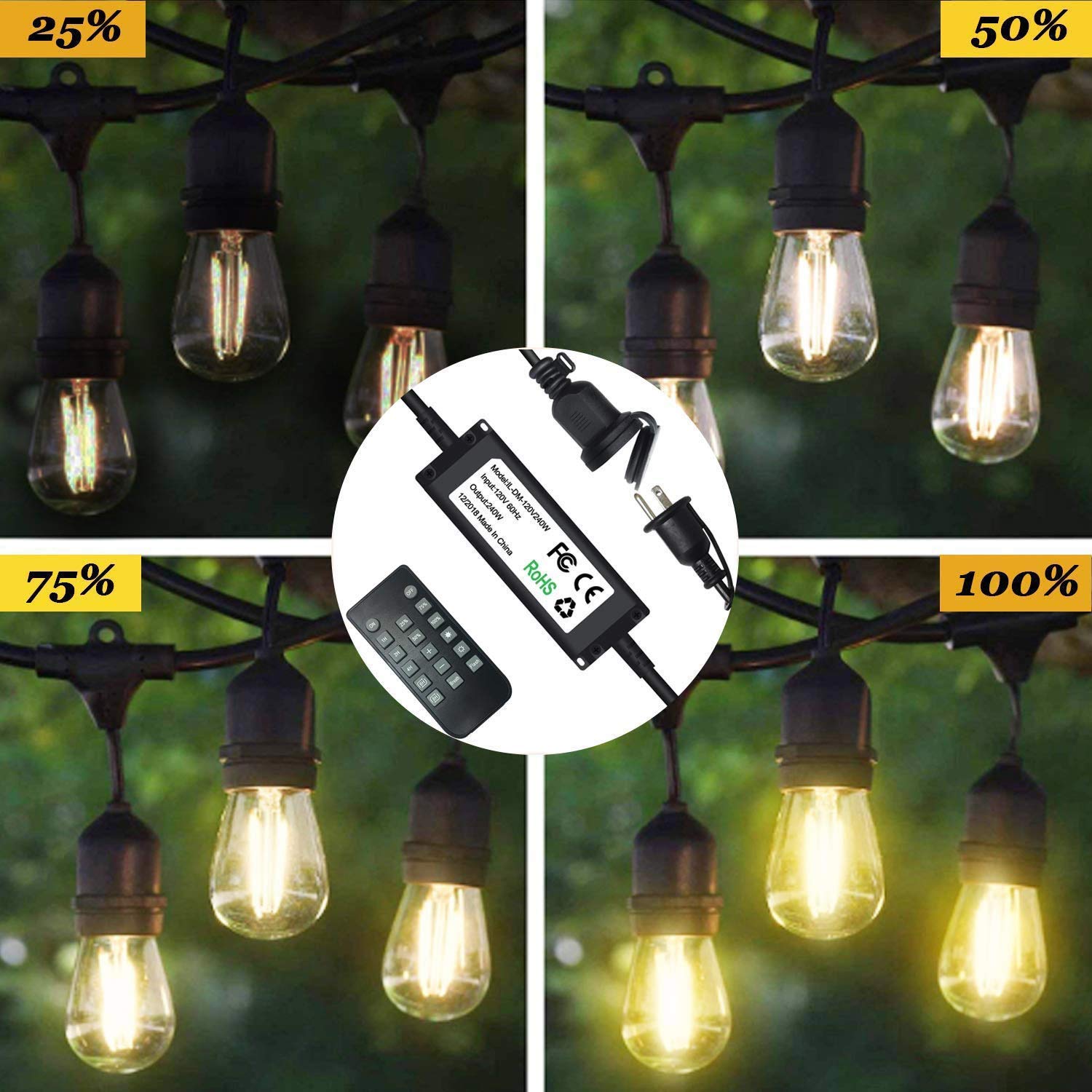 SUNTHIN outdoor dimmer brightness levels provide quick ambience tuning for outdoor spaces.